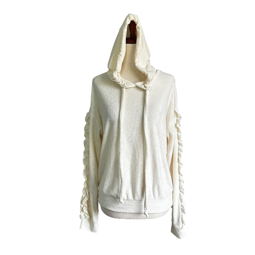 Chloe & Katie Cream Ivory Hoodie Sweater Women's Size Small | 0227-2
